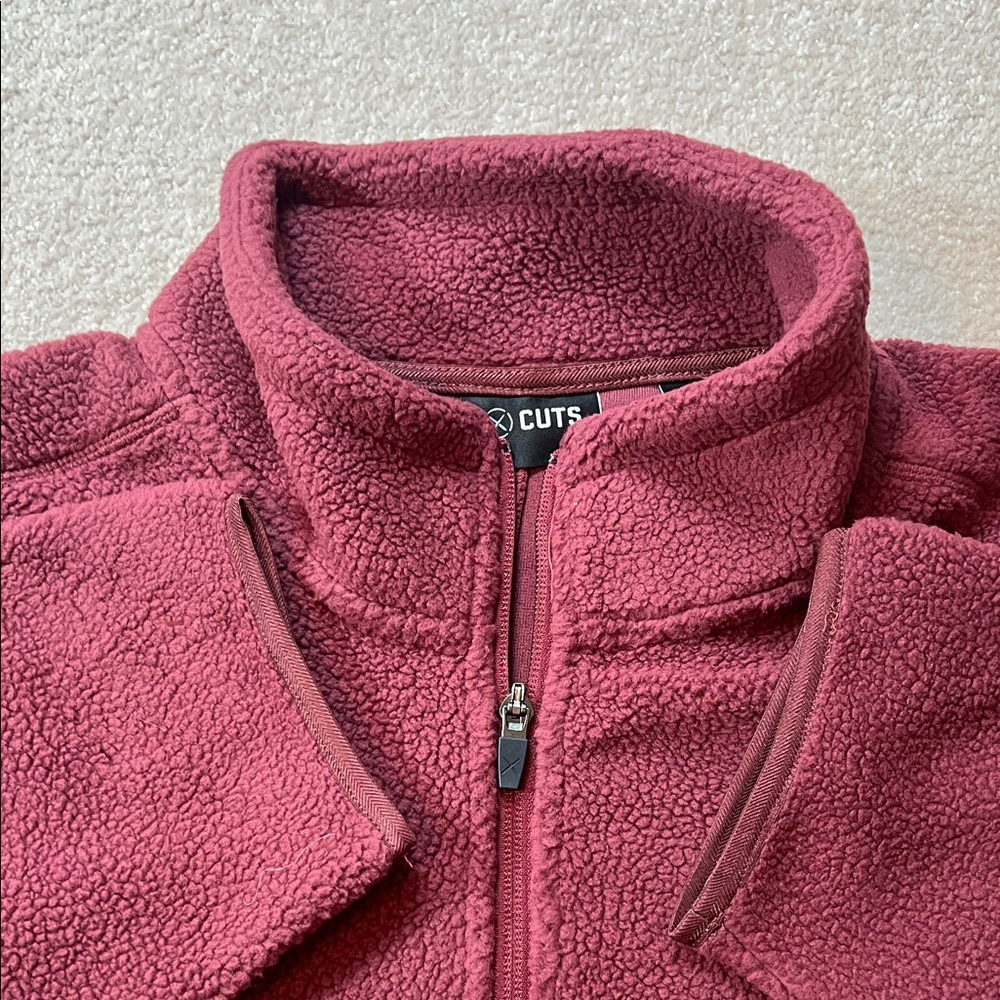Cuts‎ Burgundy Sherpa Fleece Full Zip Jacket Pullover Outerwear XL